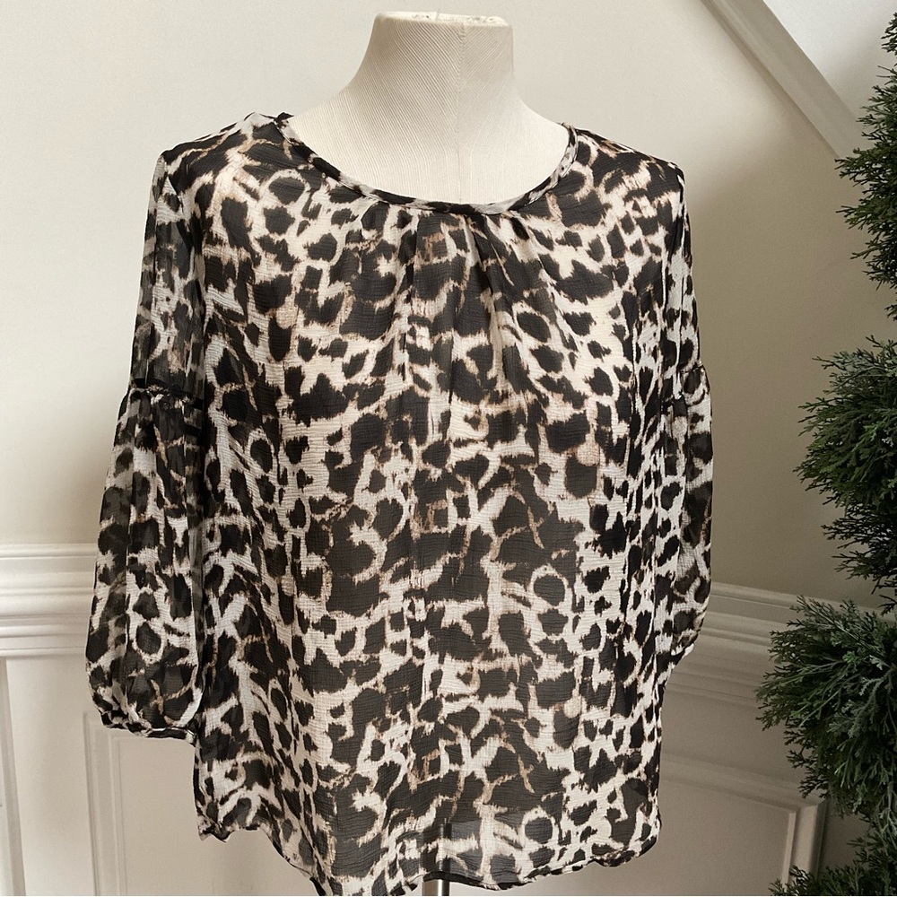 Talbots Animal Print Blouse Size 14